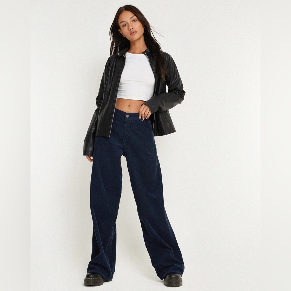 Motel Rocks Roomy Extra Wide Leg Jeans In Cord Brown